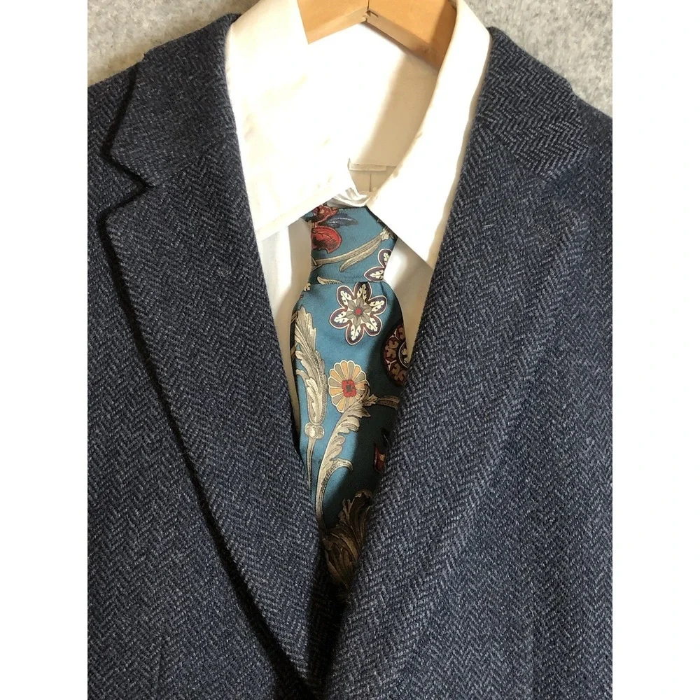 Banana Republic Blazer 40S Blue Wool Tweed Suit Coat Jacket Mario Bellucci Italy